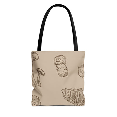 Mushroom Pattern Tote Bag, Eco-Friendly Shopping Bag, Boho Style Carryall, Sustainable Gift, Nature-Inspired Accessory