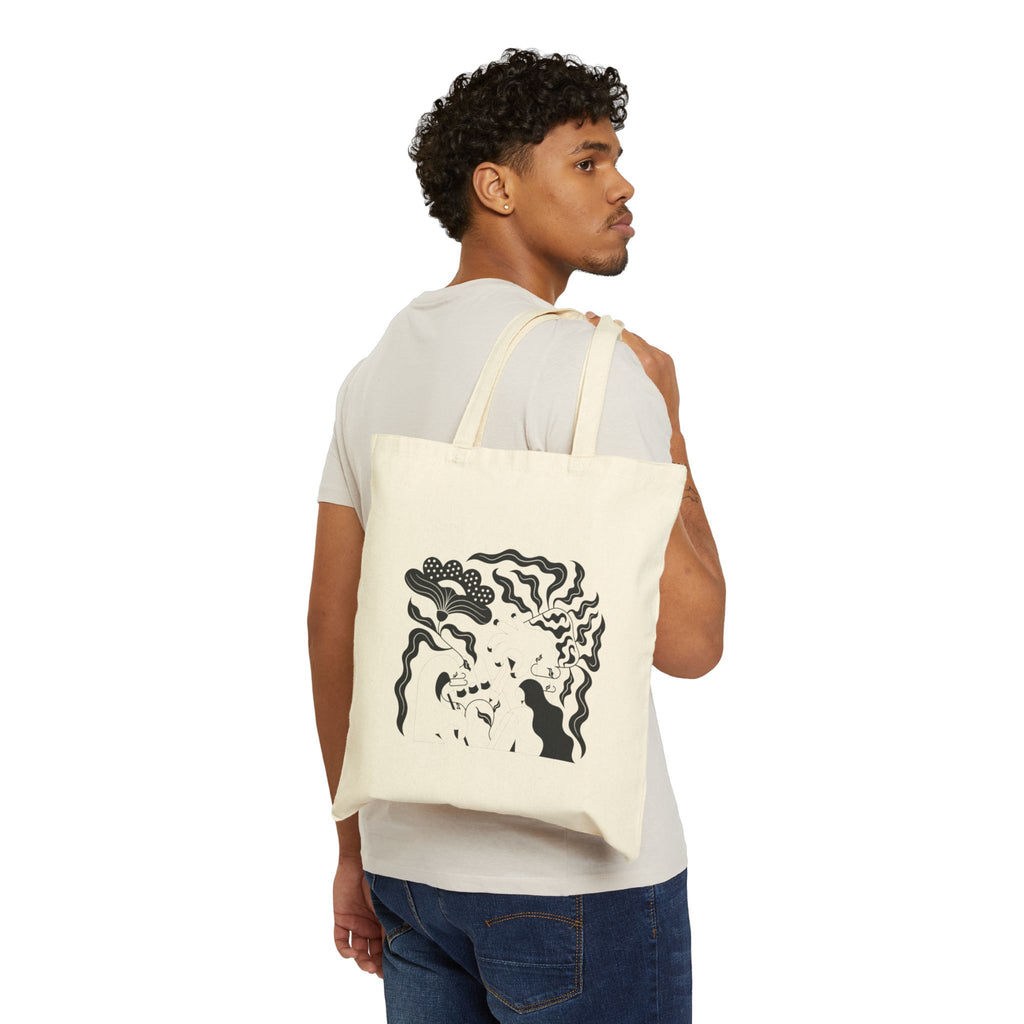 Artistic Canvas Tote Bag, Black and White Design, Reusable Shopping Bag, Eco-Friendly Tote, Shoulder Bag, Grocery Tote, Environmental