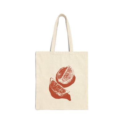 Orange Sketch Natural Canvas Tote Bag - Eco-Friendly Reusable Grocery Sack, Artist Carryall, Farmers Market Shopping Bag, Hand-Painted Tote,