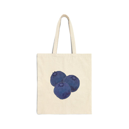 Blueberry Cute Tote Bag, Canvas Shopping Bag, Reusable Grocery Bag, Fruit Print Shoulder Bag, Farmers Market Tote, Eco-Friendly Beach Bag