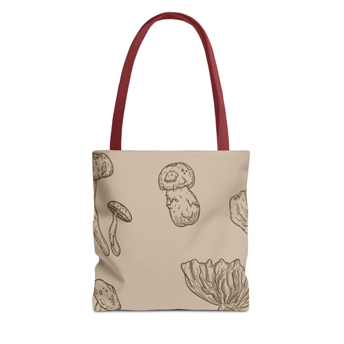 Mushroom Pattern Tote Bag, Eco-Friendly Shopping Bag, Boho Style Carryall, Sustainable Gift, Nature-Inspired Accessory