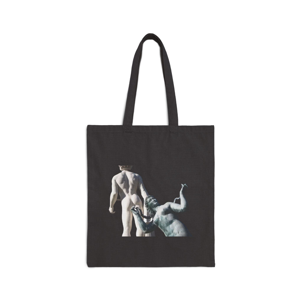 Cotton Canvas Tote Bag - Fun Euro Statue Design, Reusable Shopping Bag, Eco-Friendly Beach Tote, Travel Shoulder Bag, Art Lover Gift,