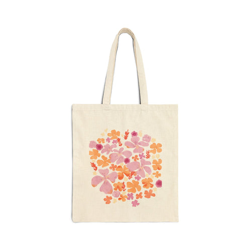 Floral Tote Bag - Botanical Garden Carryall, Reusable Shopping Bag, Eco-Friendly Shoulder Bag, Spring Blossom Canvas Tote, Floral Market