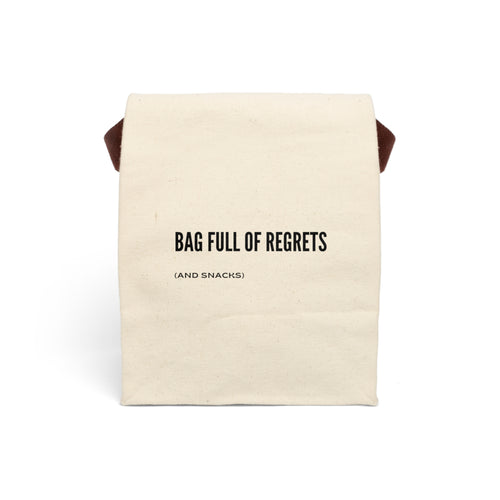 Funny Canvas Lunch Bag, Perfect for Work or School, Gifts for Foodies, Bag Full of Regrets, Everyday Use, Snack Lovers, Eco-friendly