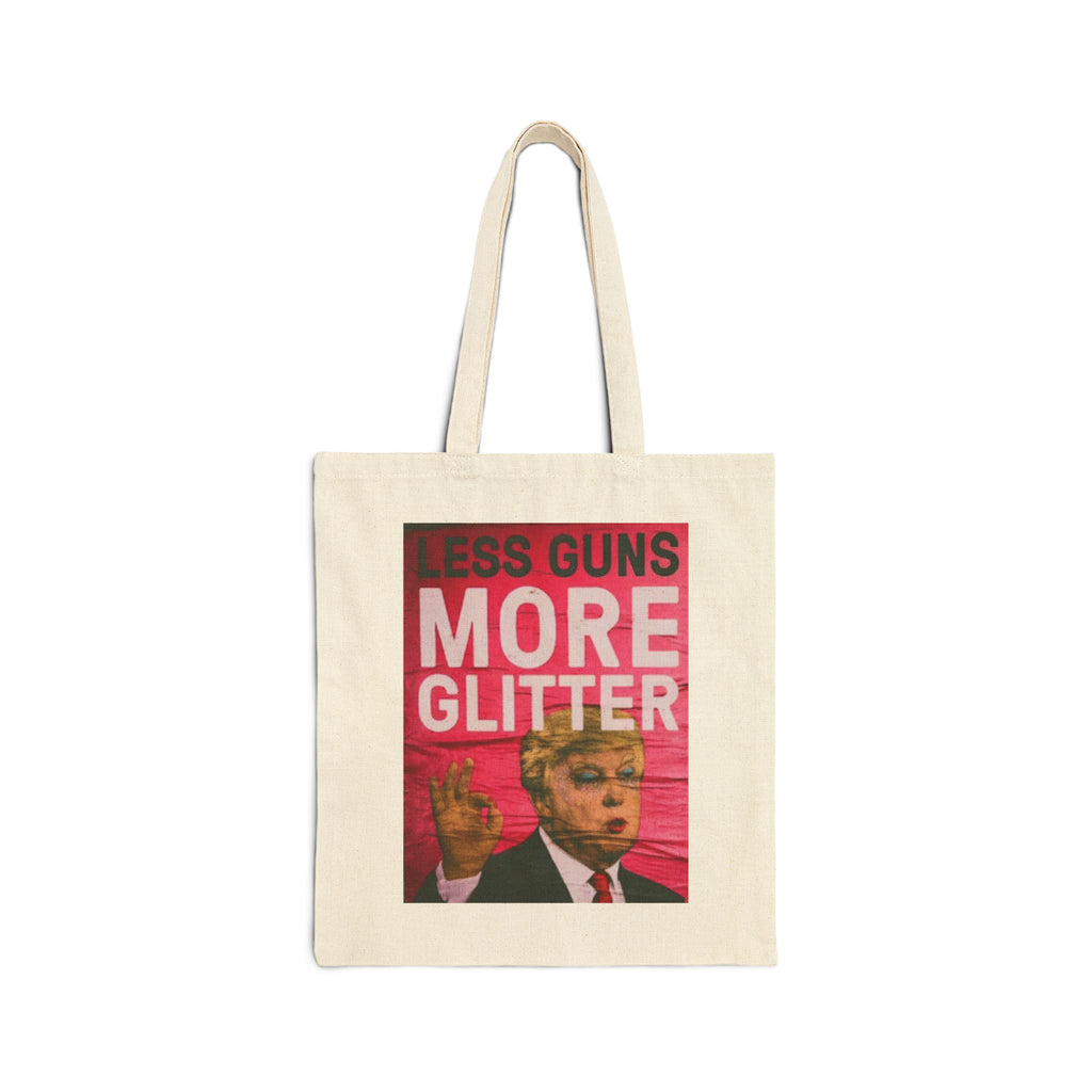 Cotton Canvas Tote Bag, Anti-gun Glitter Trump Face Print, Political Statement Bag, Reusable Shopping Tote, Large Beach Bag, Gift for