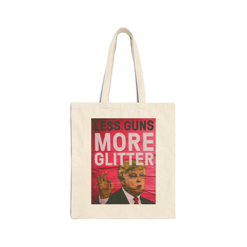 Cotton Canvas Tote Bag, Anti-gun Glitter Trump Face Print, Political Statement Bag, Reusable Shopping Tote, Large Beach Bag, Gift for