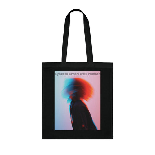 Glitch Cotton Tote Bag - Trendy System Error Design, Cyberpunk Tote, Geeky Shoulder Bag, Unique Errror Tote, Cool Graphic Print Bag