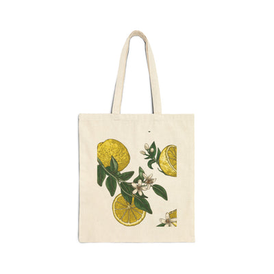 Lemon Canvas Tote Bag - Natural Citrus Grocery Shopping Beach Eco-Friendly Reusable Farmers Market, Summer Fruits, Vegan Accessories