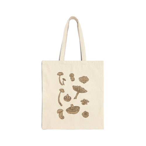 Canvas Tote Bag, Natural Canvas Mushroom Print, Eco-Friendly Grocery Bag, Reusable Shopping Tote, Farmers Market Tote, Plant Lovers Gift