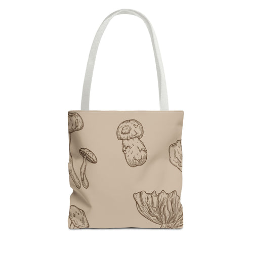 Mushroom Pattern Tote Bag, Eco-Friendly Shopping Bag, Boho Style Carryall, Sustainable Gift, Nature-Inspired Accessory