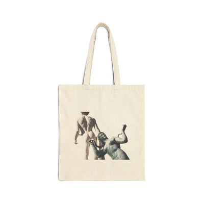 Cotton Canvas Tote Bag - Fun Euro Statue Design, Reusable Shopping Bag, Eco-Friendly Beach Tote, Travel Shoulder Bag, Art Lover Gift,