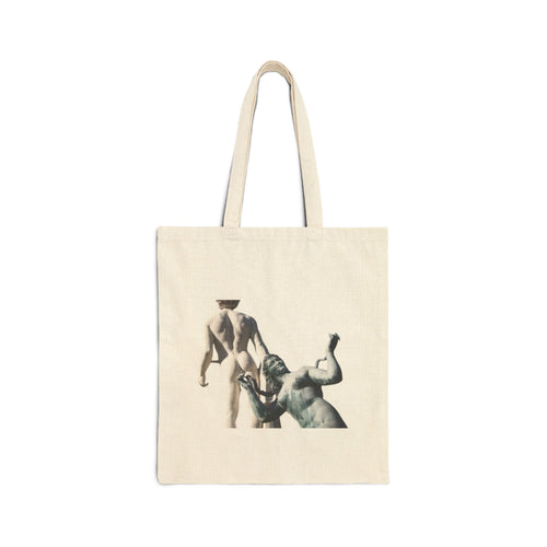 Cotton Canvas Tote Bag - Fun Euro Statue Design, Reusable Shopping Bag, Eco-Friendly Beach Tote, Travel Shoulder Bag, Art Lover Gift,