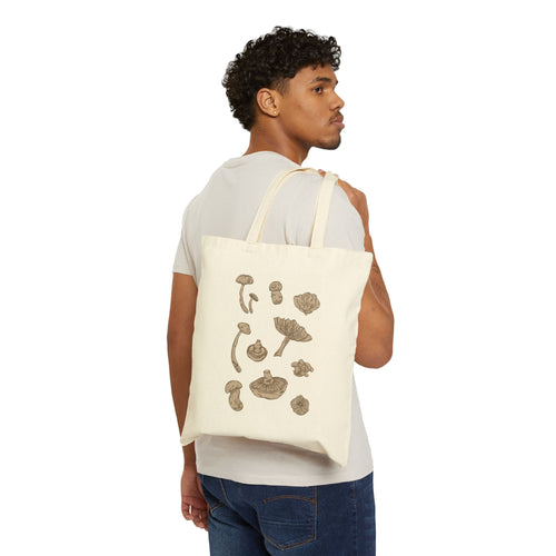 Canvas Tote Bag, Natural Canvas Mushroom Print, Eco-Friendly Grocery Bag, Reusable Shopping Tote, Farmers Market Tote, Plant Lovers Gift