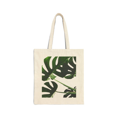 Monstera Tote Bag - Tropical Plant Printed Cotton Canvas Shopping Bag, Eco-Friendly Reusable Grocery Tote, Beach Bag, Farmers Market Tote,