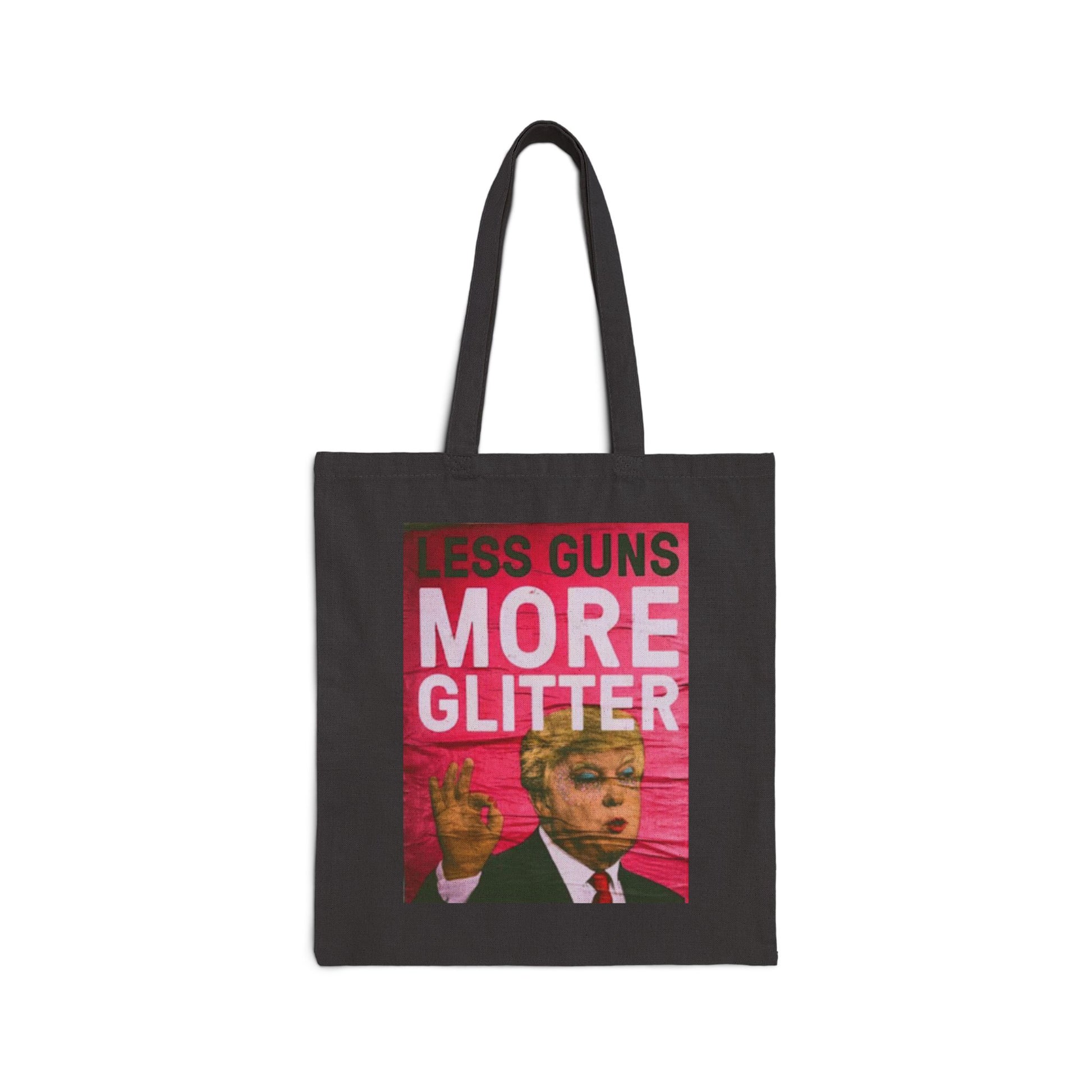 Cotton Canvas Tote Bag, Anti-gun Glitter Trump Face Print, Political Statement Bag, Reusable Shopping Tote, Large Beach Bag, Gift for