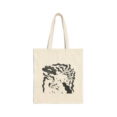 Artistic Canvas Tote Bag, Black and White Design, Reusable Shopping Bag, Eco-Friendly Tote, Shoulder Bag, Grocery Tote, Environmental