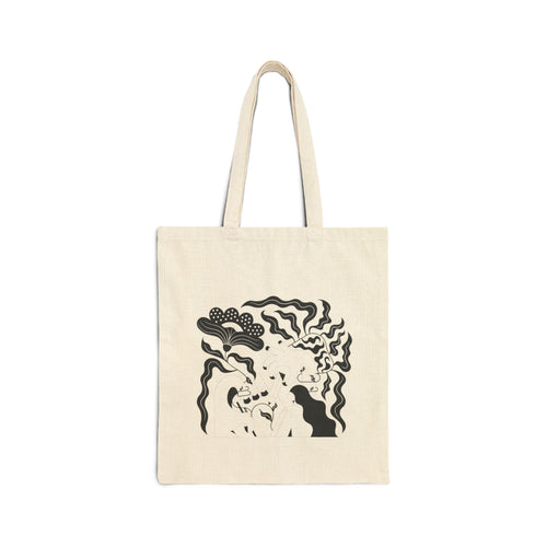 Artistic Canvas Tote Bag, Black and White Design, Reusable Shopping Bag, Eco-Friendly Tote, Shoulder Bag, Grocery Tote, Environmental