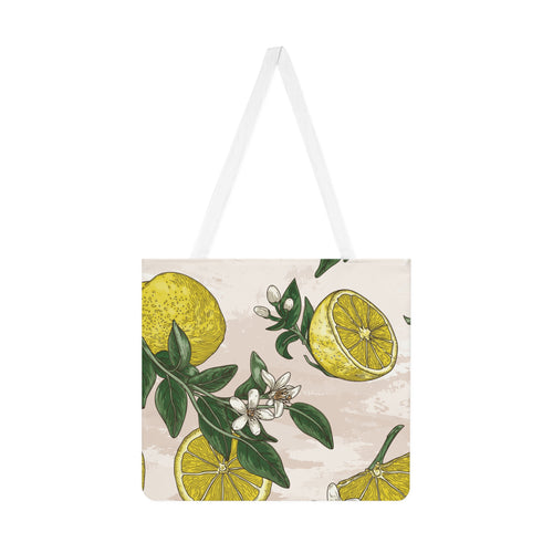 Lemon Shoulder Tote Bag, Citrus Fruit Beach Bag, Grocery Shopping Tote, Summer Farmers Market Handbag, Yellow Fruit Eco-Friendly Bag