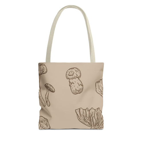 Mushroom Pattern Tote Bag, Eco-Friendly Shopping Bag, Boho Style Carryall, Sustainable Gift, Nature-Inspired Accessory
